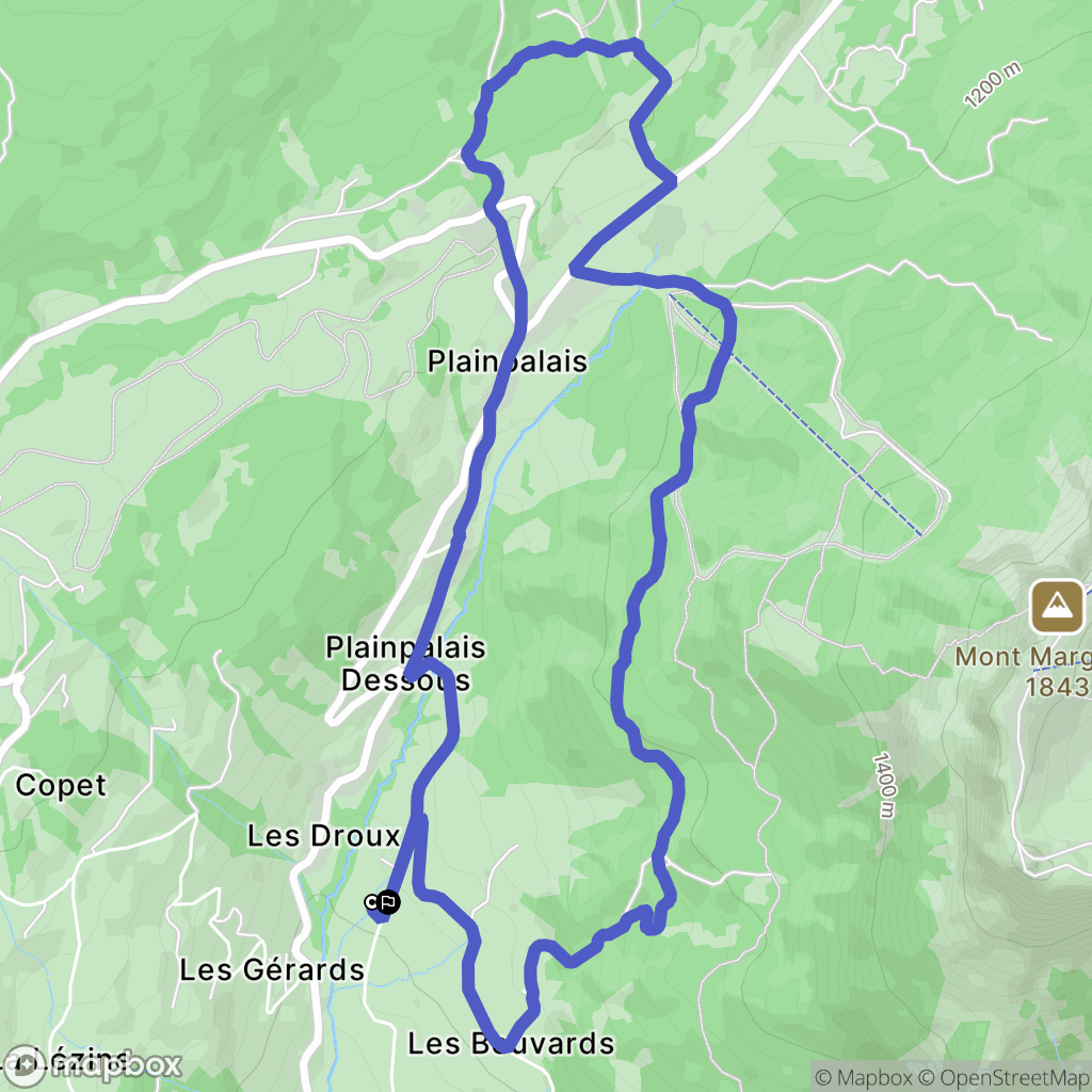 Les Déserts : carte du parcours de randonnée - France