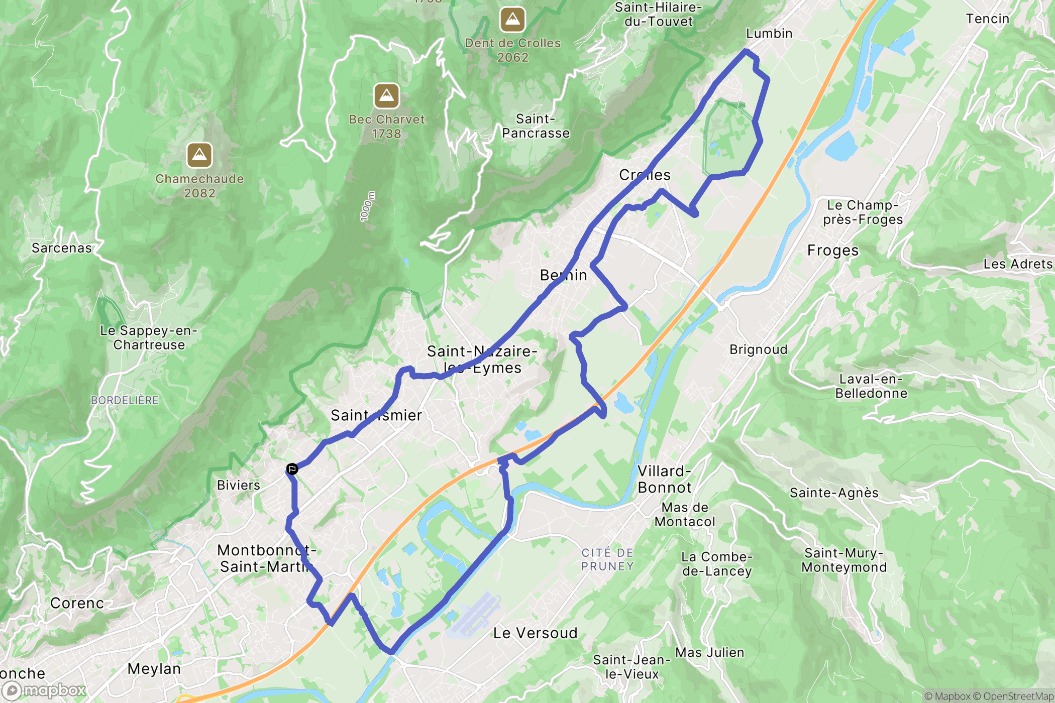 Biviers : carte du parcours de randonnée - France