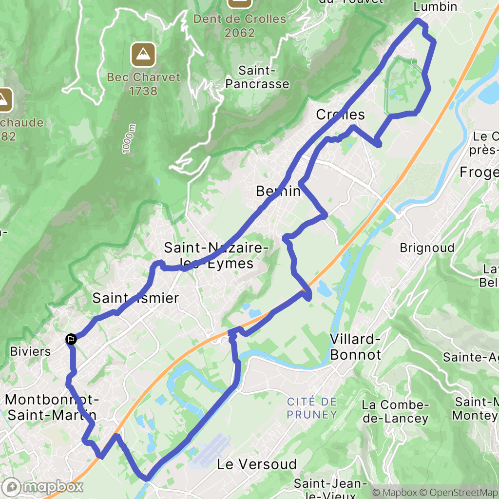 Biviers : carte du parcours de randonnée - France