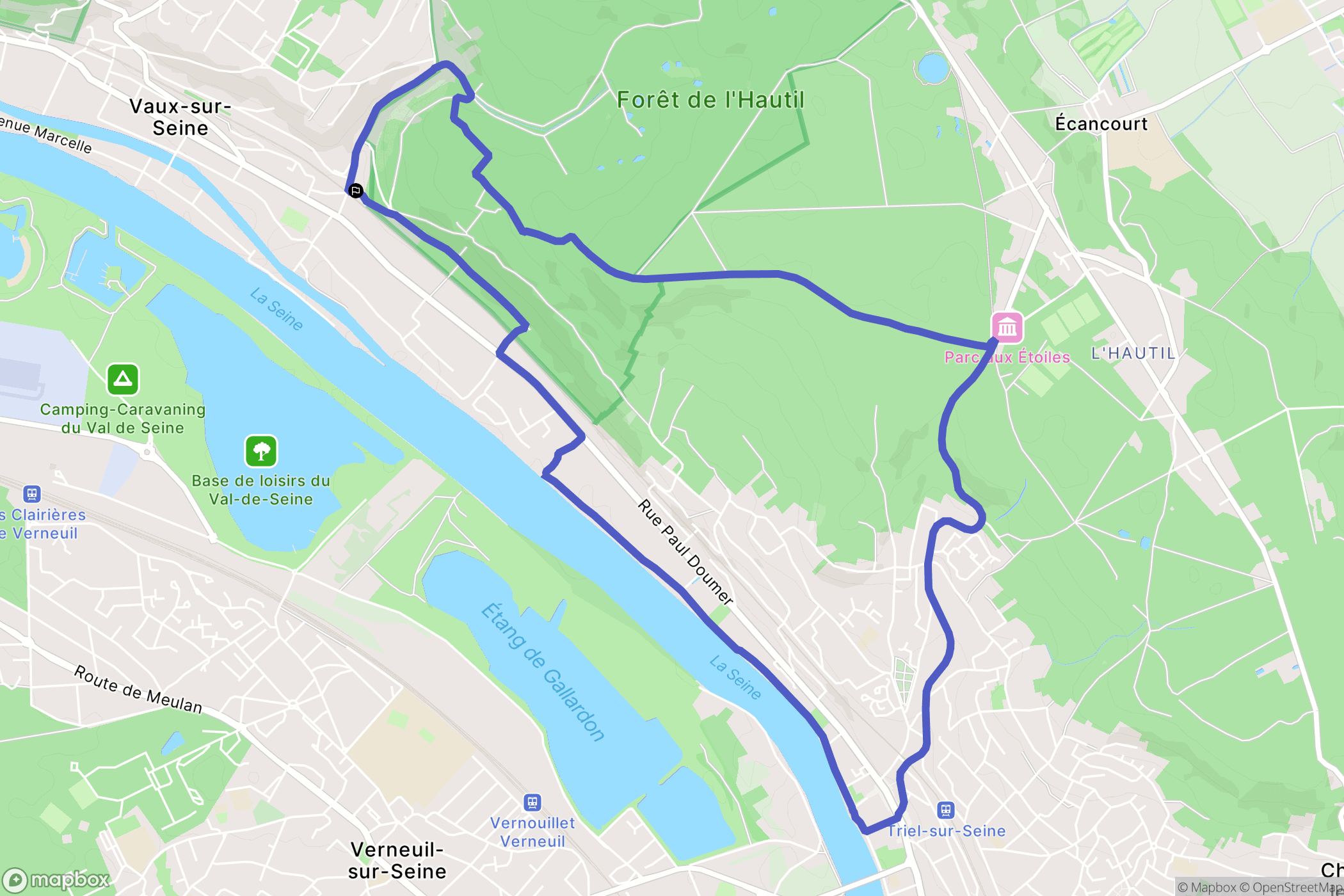 Vaux-sur-Seine : carte du parcours de randonnée - France