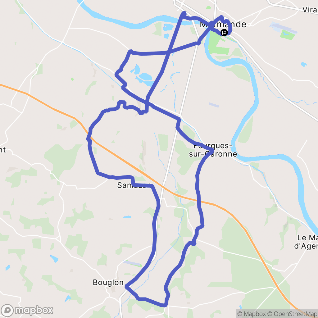 Marmande : carte du parcours de randonnée - France