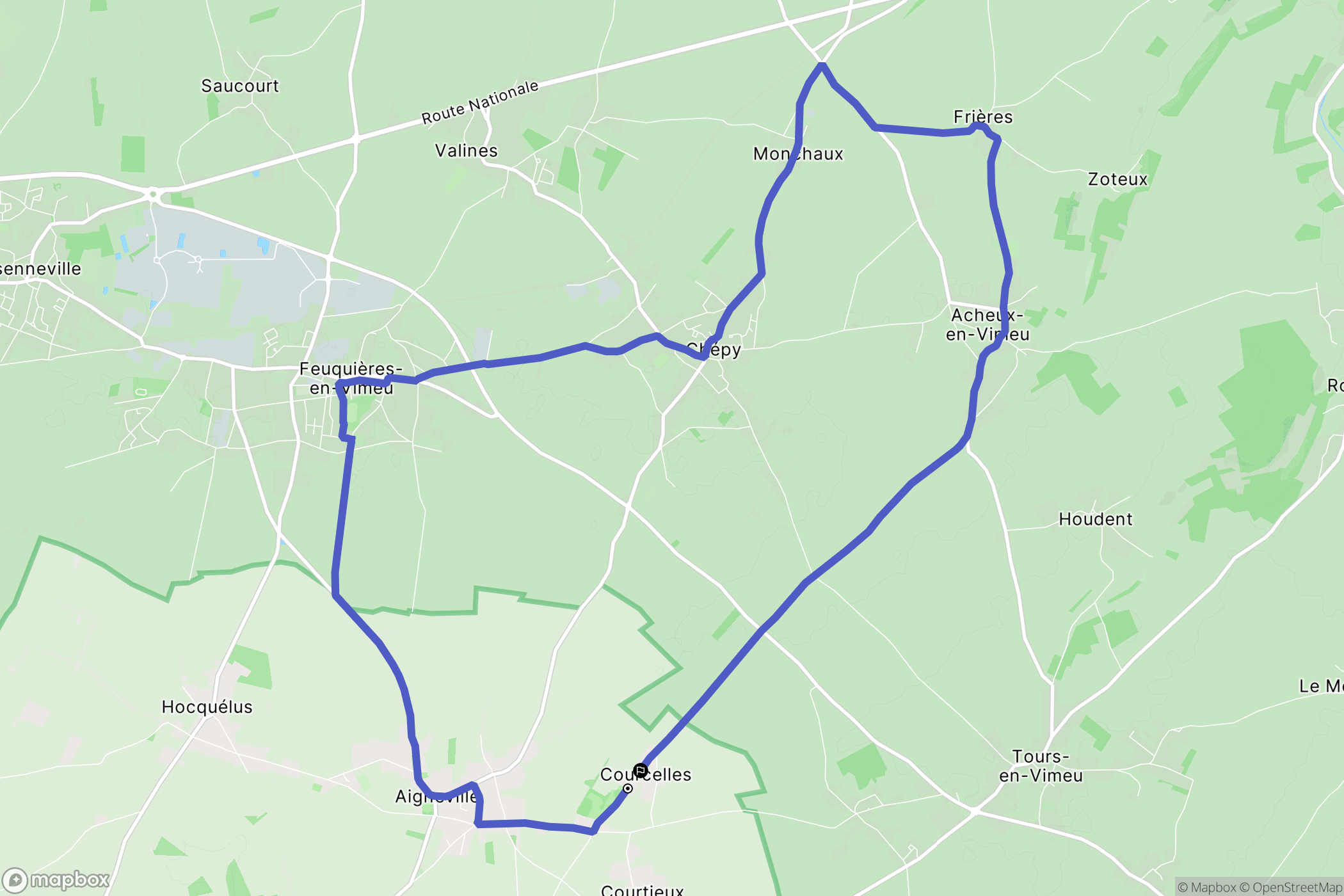 Aigneville : carte du parcours de randonnée - France