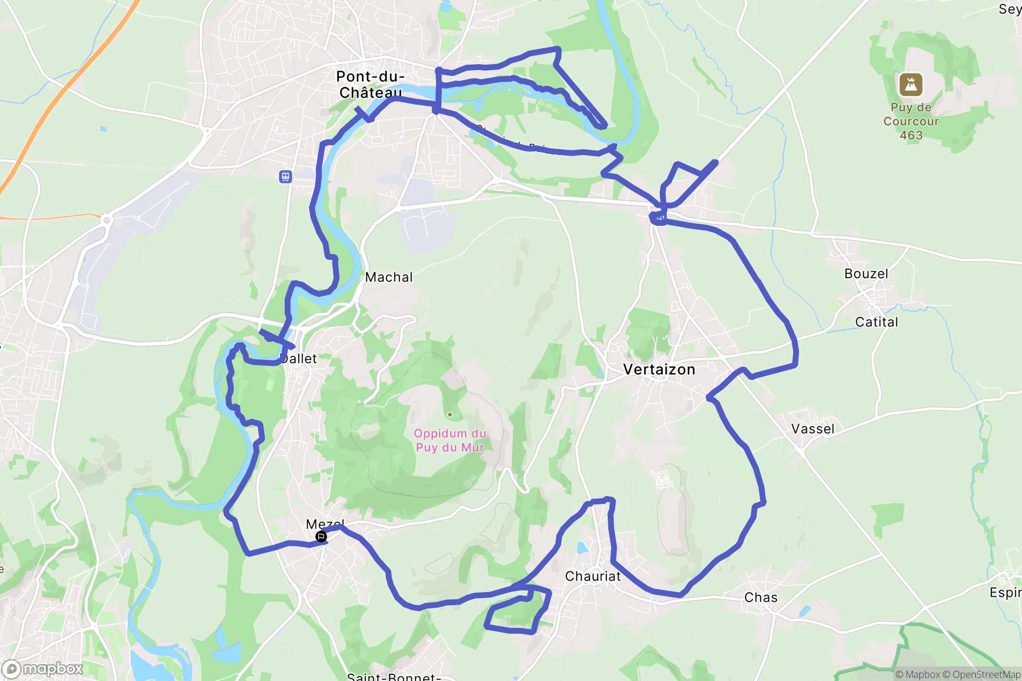 Mur-sur-Allier : carte du parcours de randonnée - France