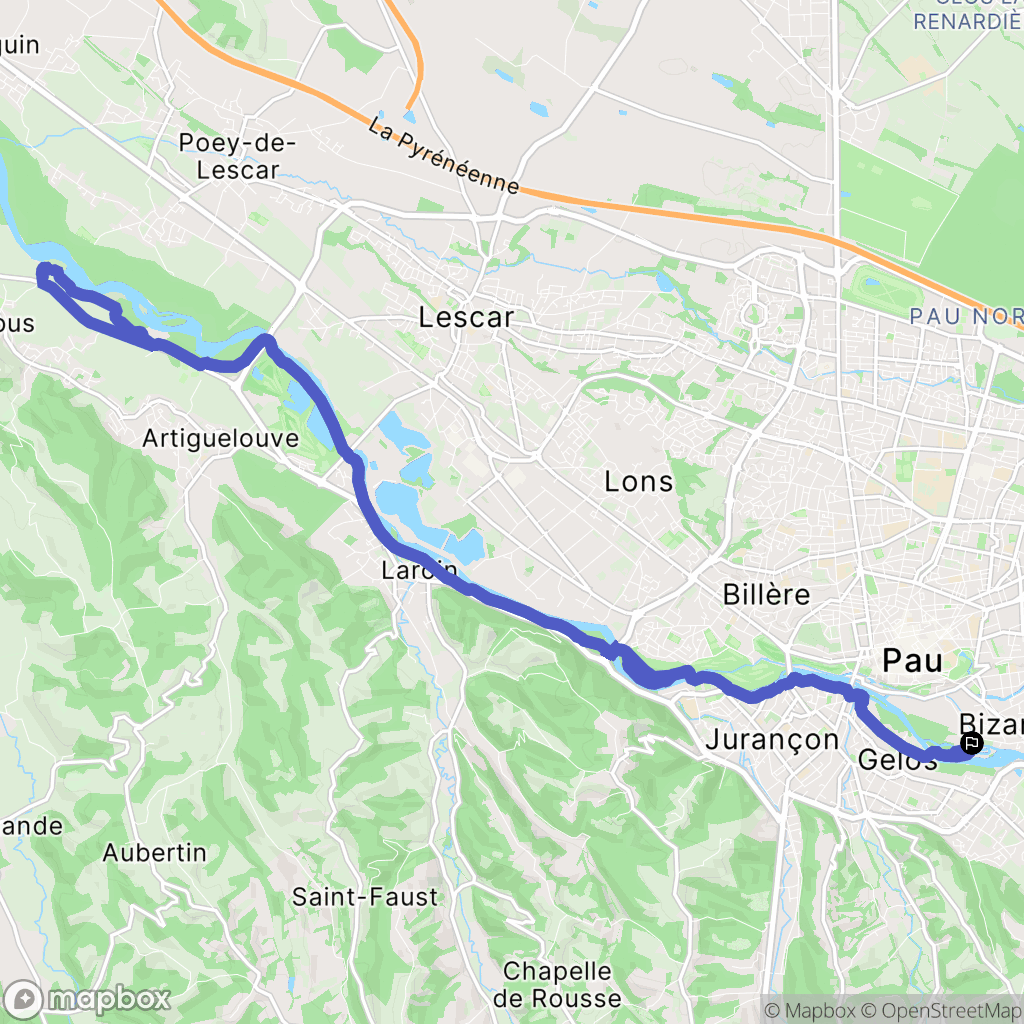 Bizanos : carte du parcours de randonnée - France