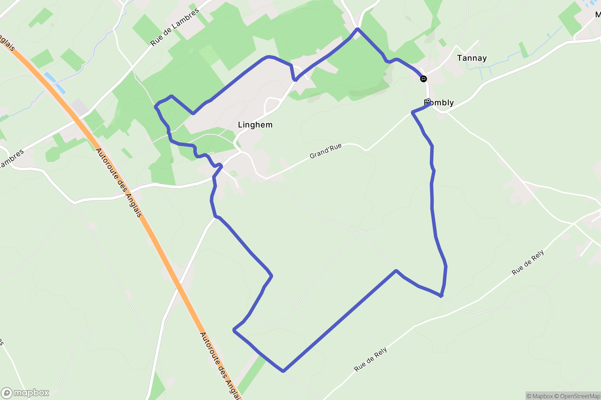 Rombly : carte du parcours de randonnée - France