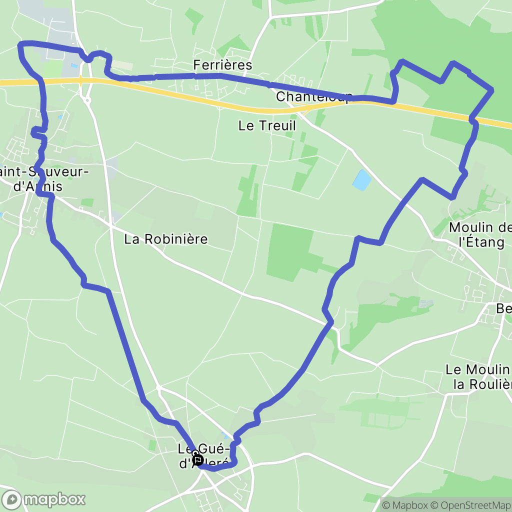 Le Gué-d'Alleré : carte du parcours de randonnée - France