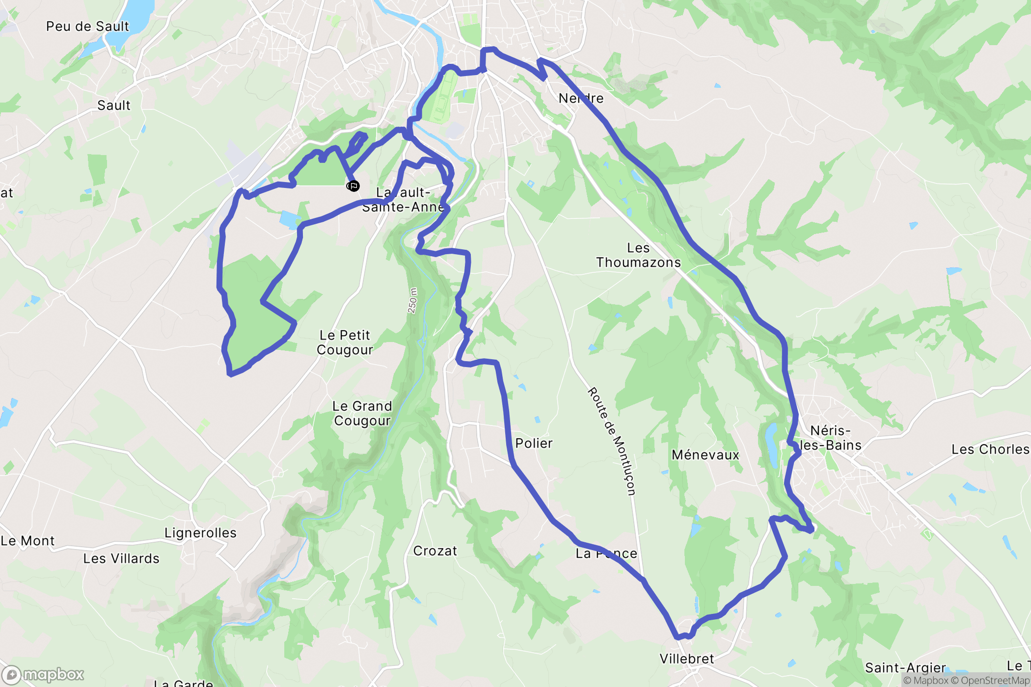 Lavault-Sainte-Anne : carte du parcours de randonnée - France