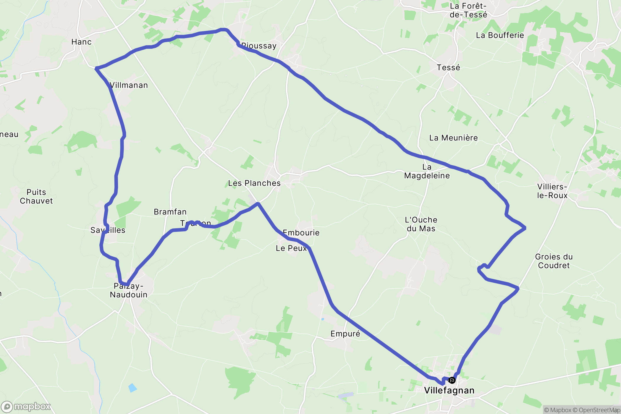 Villefagnan : carte du parcours de randonnée - France