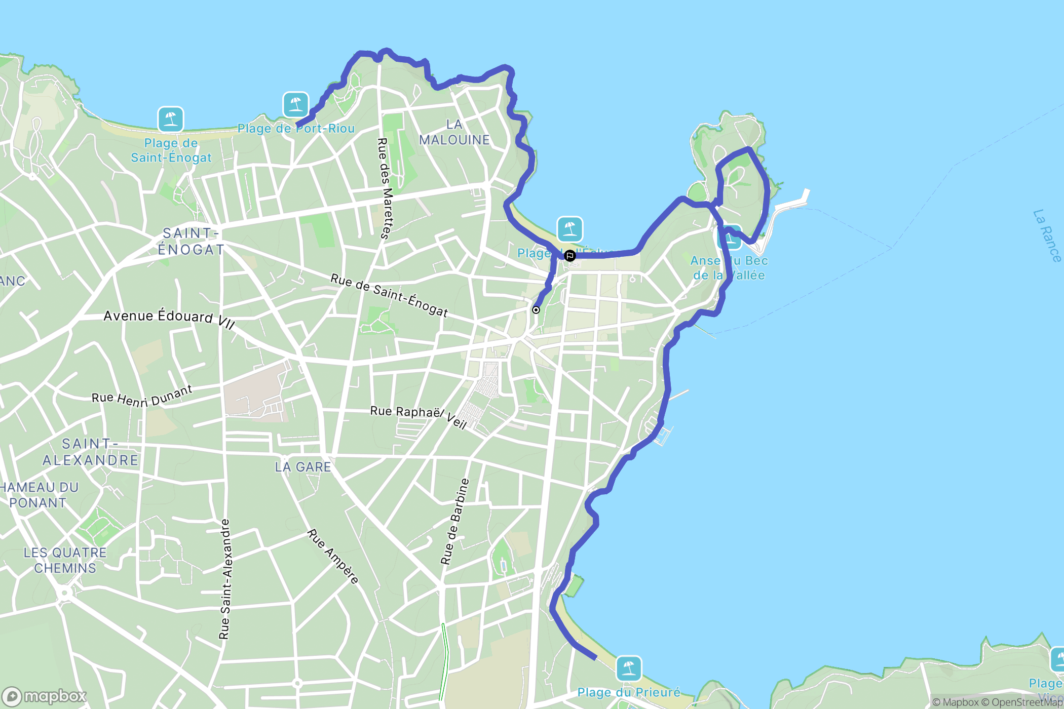 Dinard : carte du parcours de randonnée - France