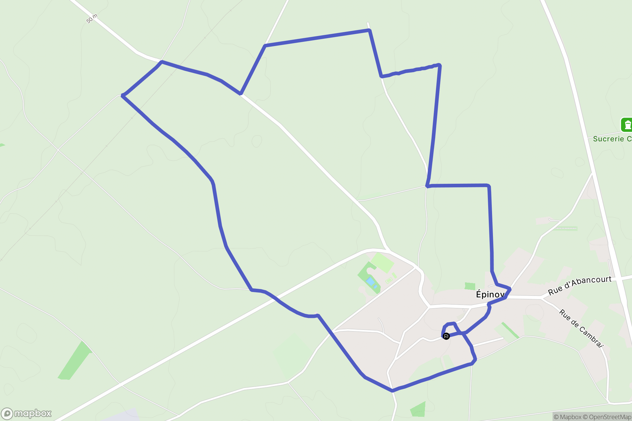 Épinoy : carte du parcours de randonnée - France