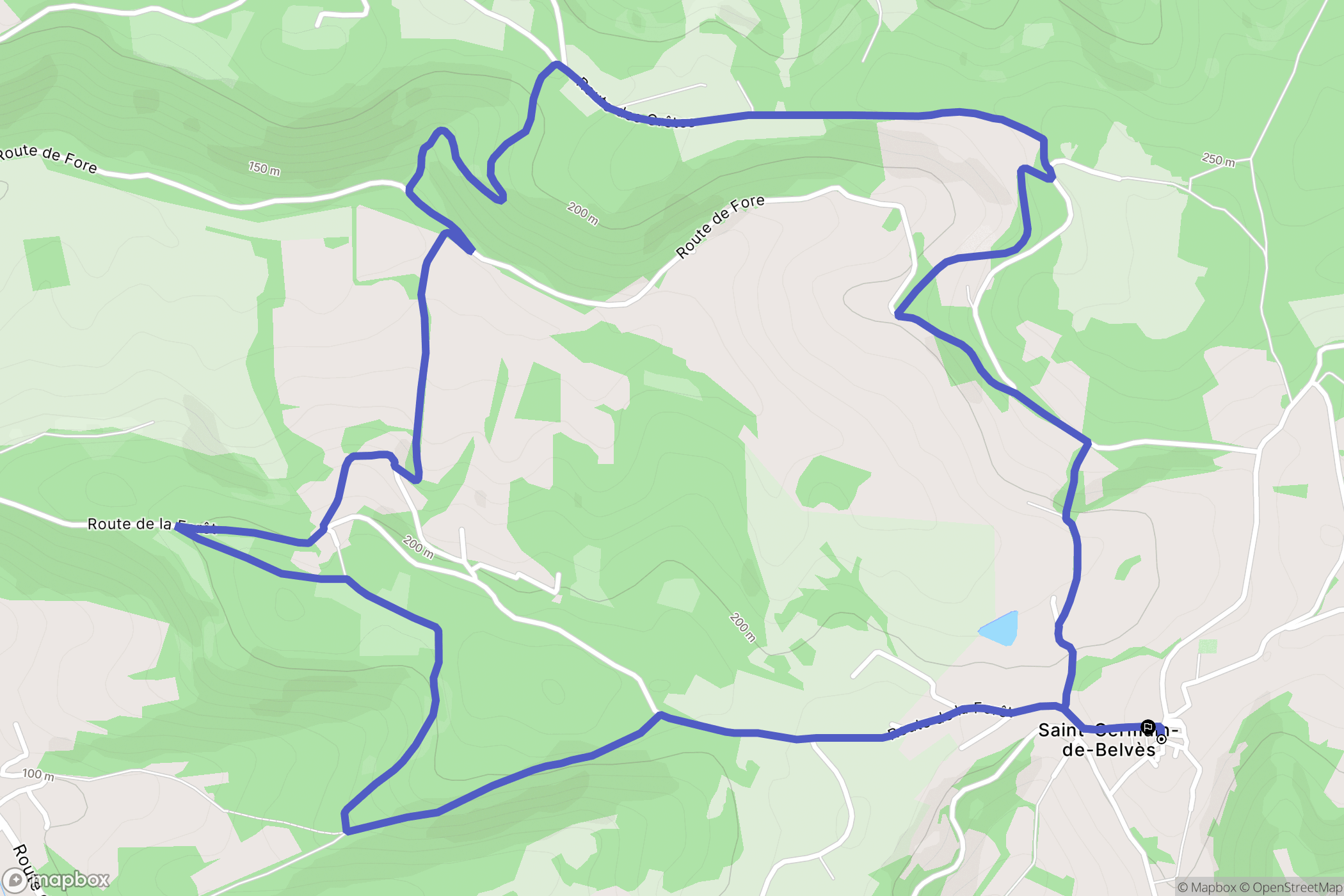 Saint-Germain-de-Belvès : carte du parcours de randonnée - France