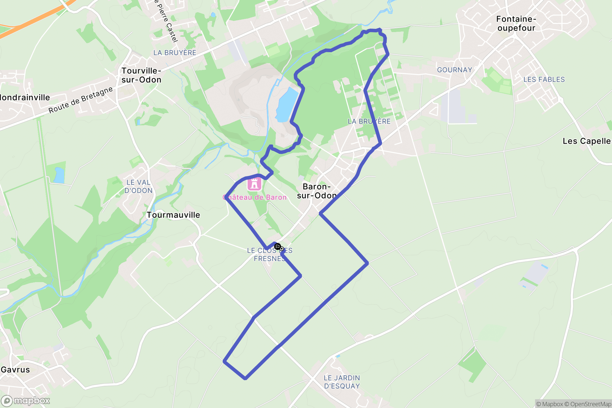 Baron-sur-Odon : carte du parcours de randonnée - France
