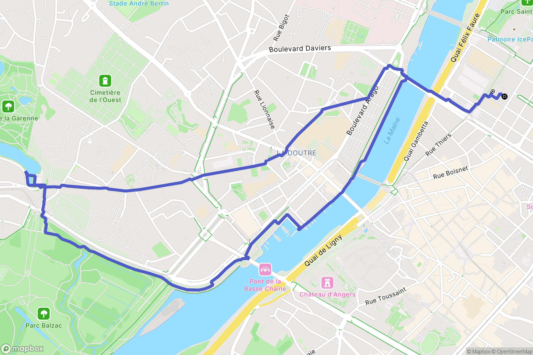 Angers : carte du parcours de randonnée - France
