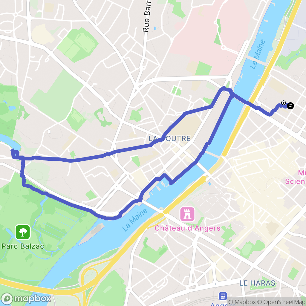 Angers : carte du parcours de randonnée - France