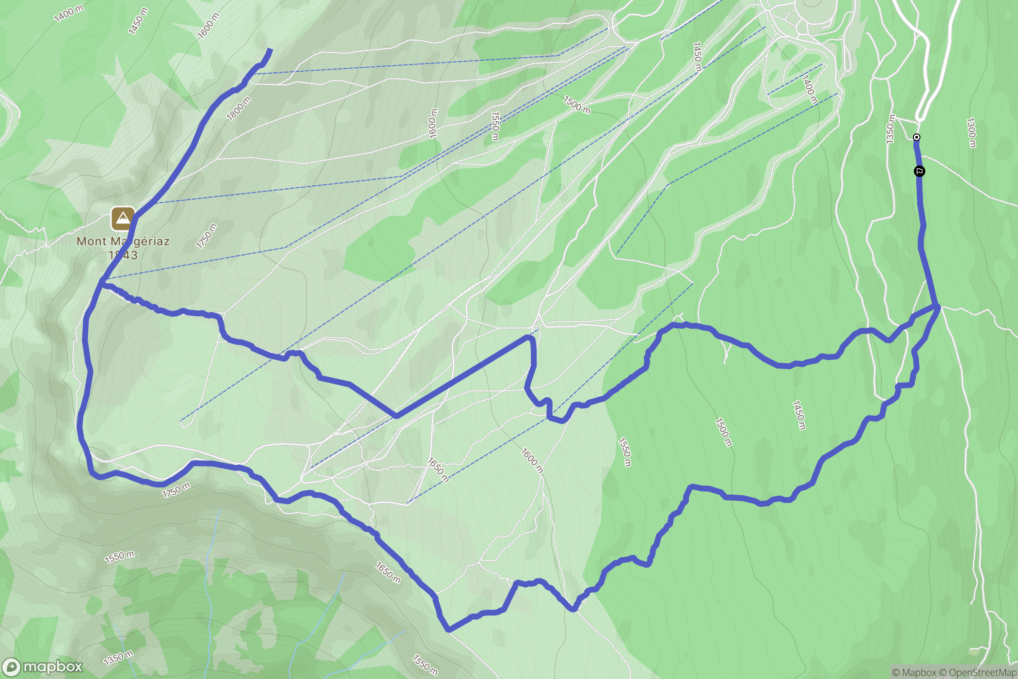 Aillon-le-Jeune : carte du parcours de randonnée - France