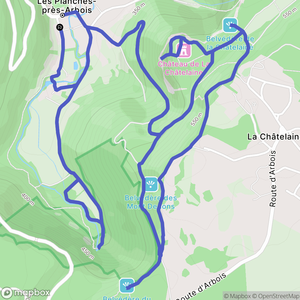 Les Planches-près-Arbois : carte du parcours de randonnée - France
