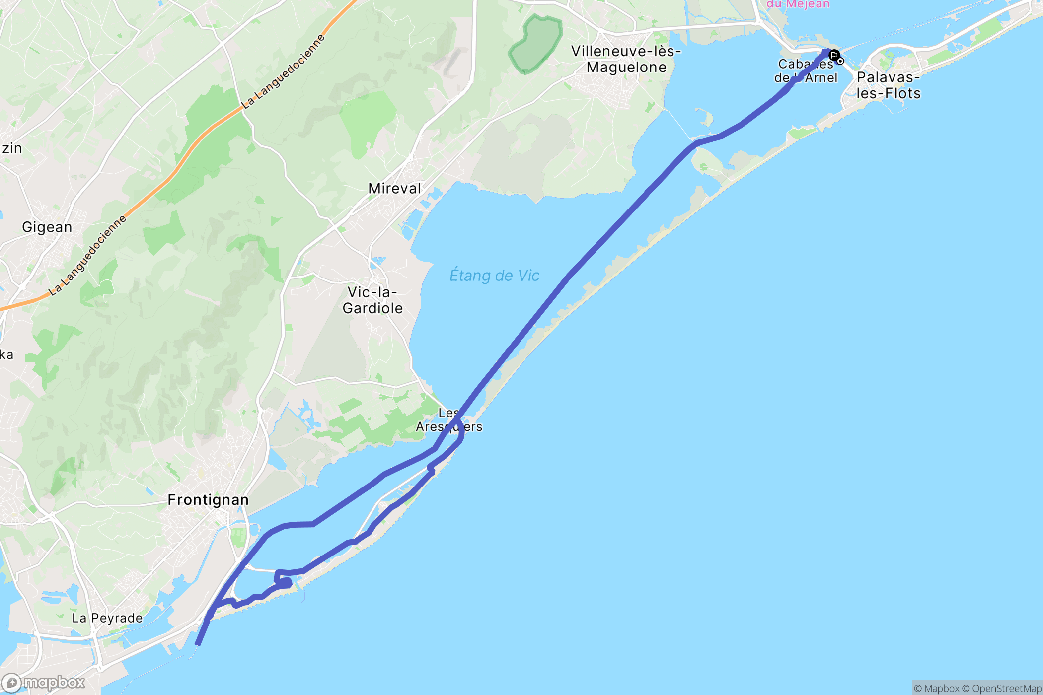 Palavas-les-Flots : carte du parcours de randonnée - France