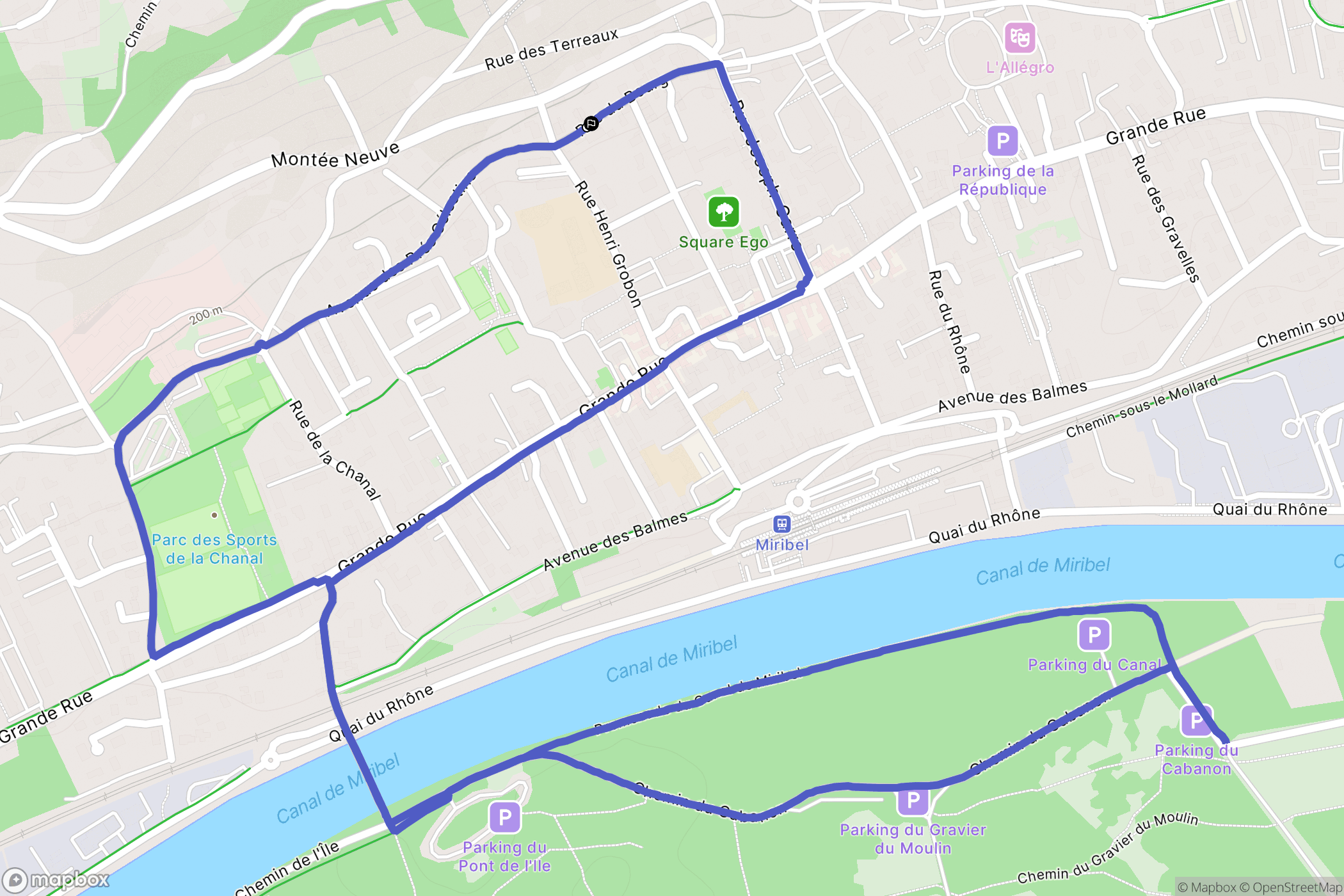 Miribel : carte du parcours de randonnée - France