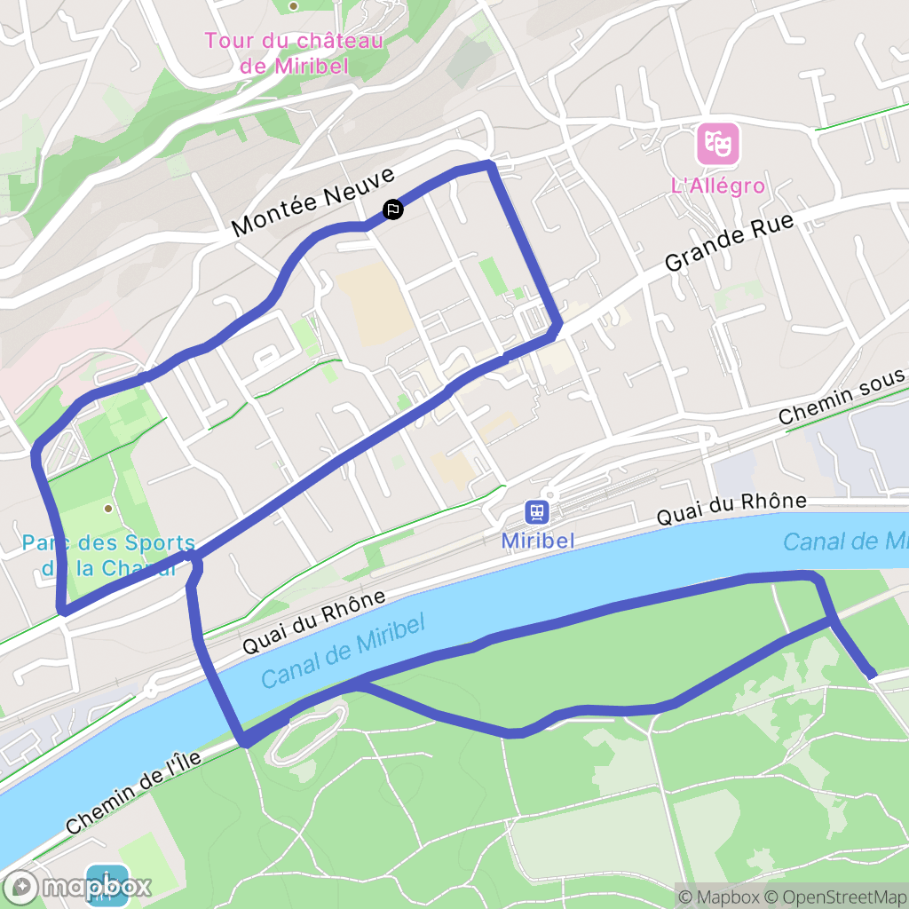 Miribel : carte du parcours de randonnée - France