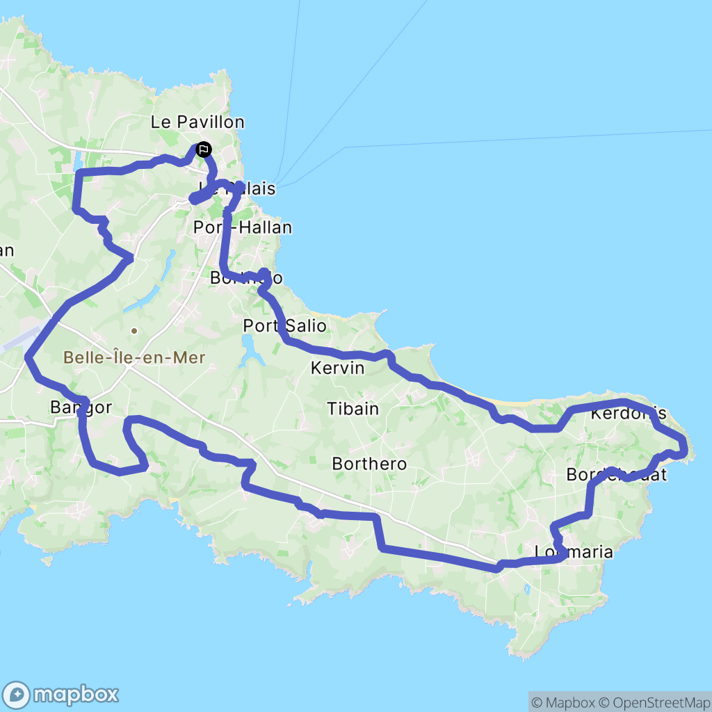 Le Palais : carte du parcours de randonnée - France