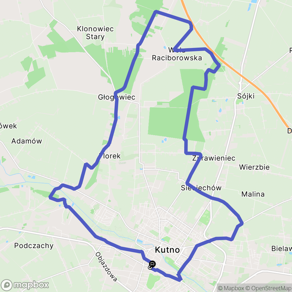 Kutno: mapa trasy - Poland