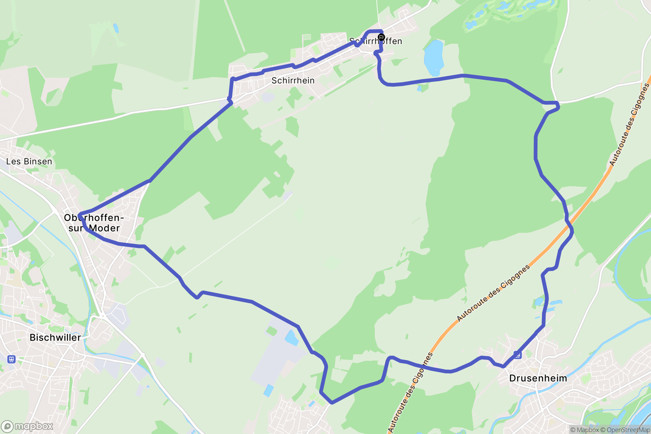 Schirrhoffen : carte du parcours de randonnée - France