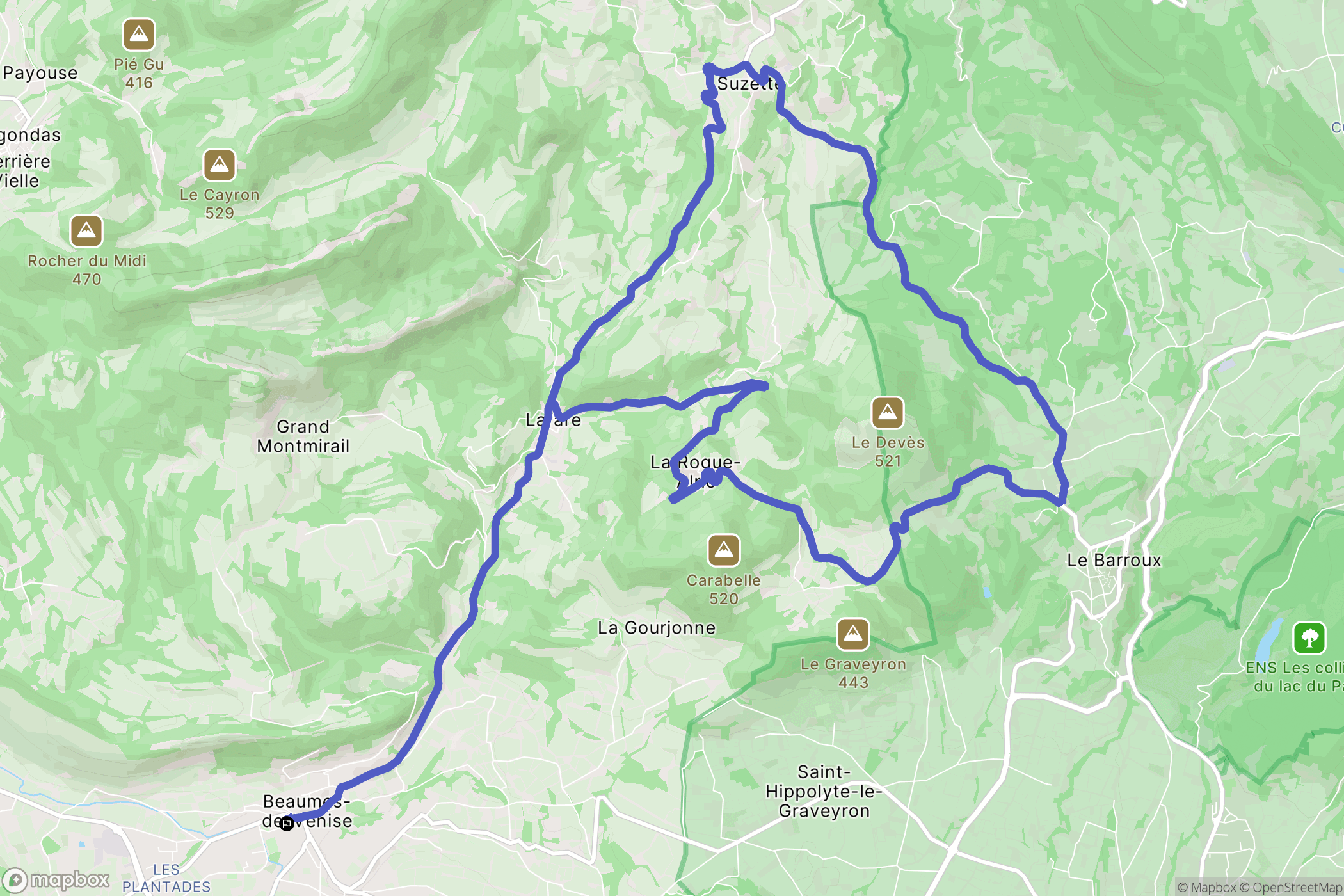 Beaumes-de-Venise : carte du parcours de randonnée - France