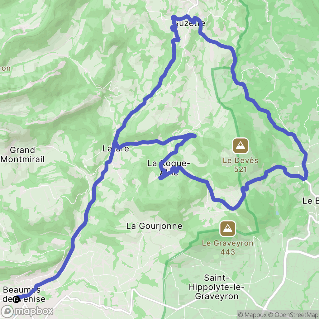 Beaumes-de-Venise : carte du parcours de randonnée - France