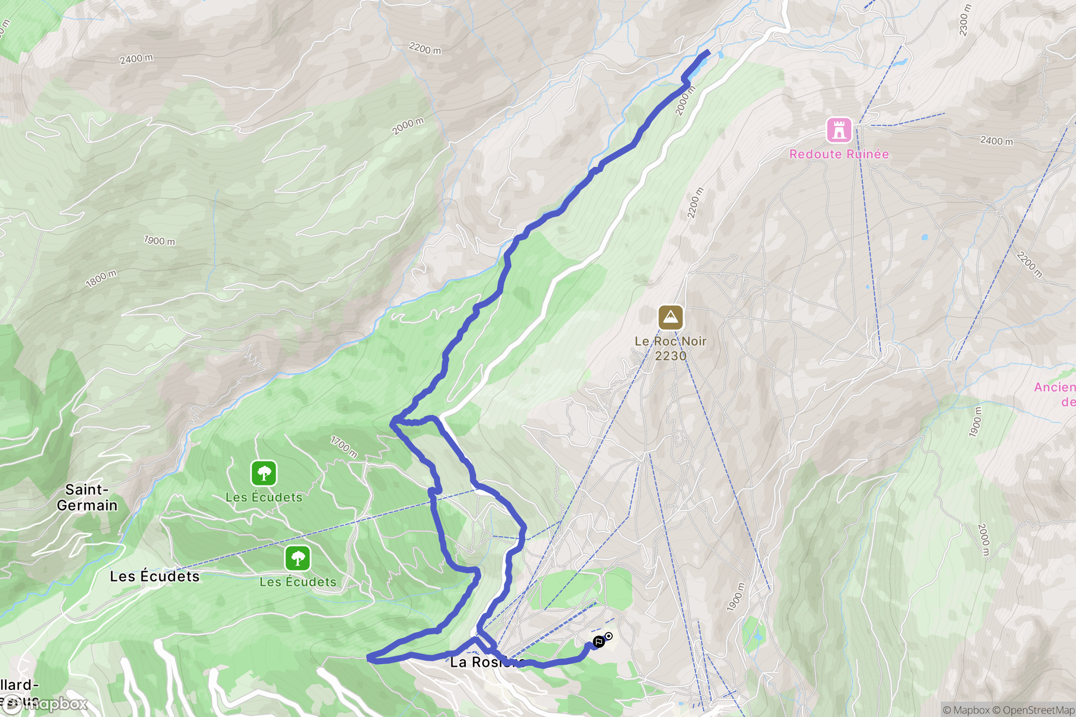 Montvalezan : carte du parcours de randonnée - France