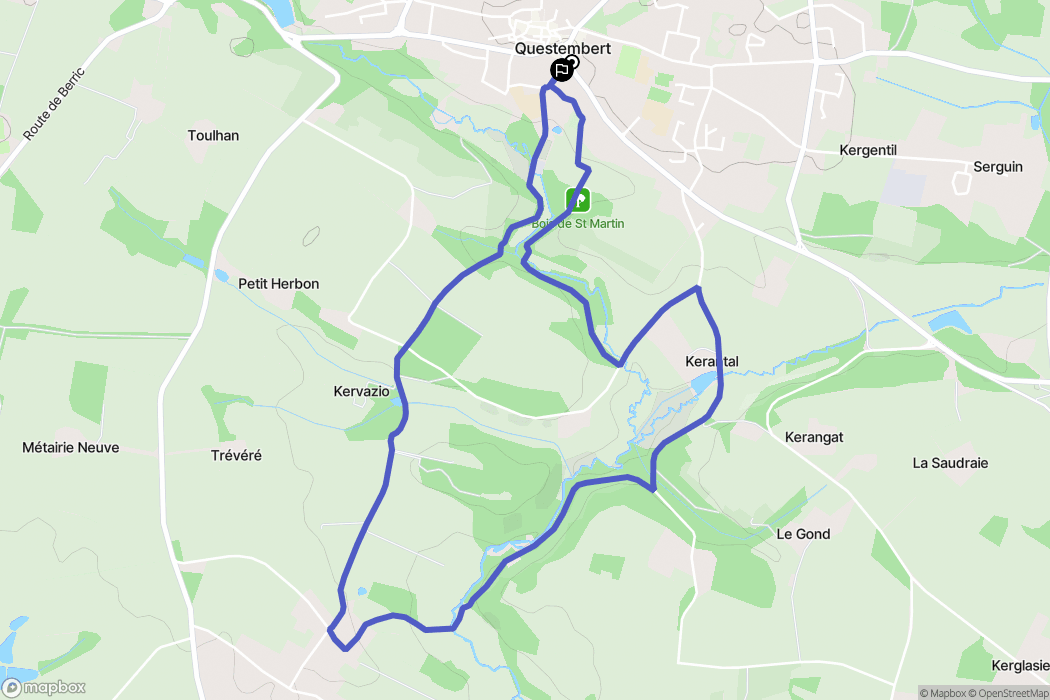 Questembert : carte du parcours de randonnée - France