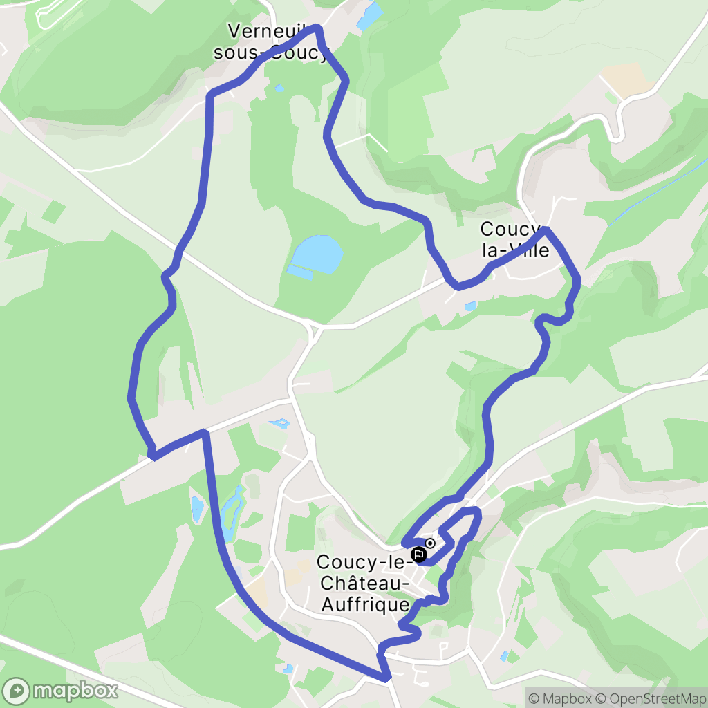 Coucy-le-Château-Auffrique : carte du parcours de randonnée - France