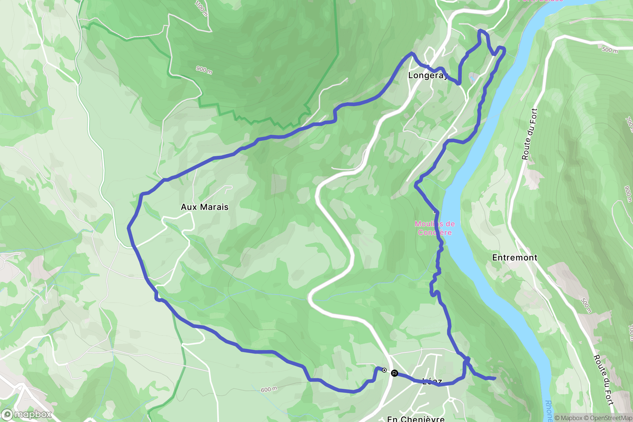Léaz : carte du parcours de randonnée - France