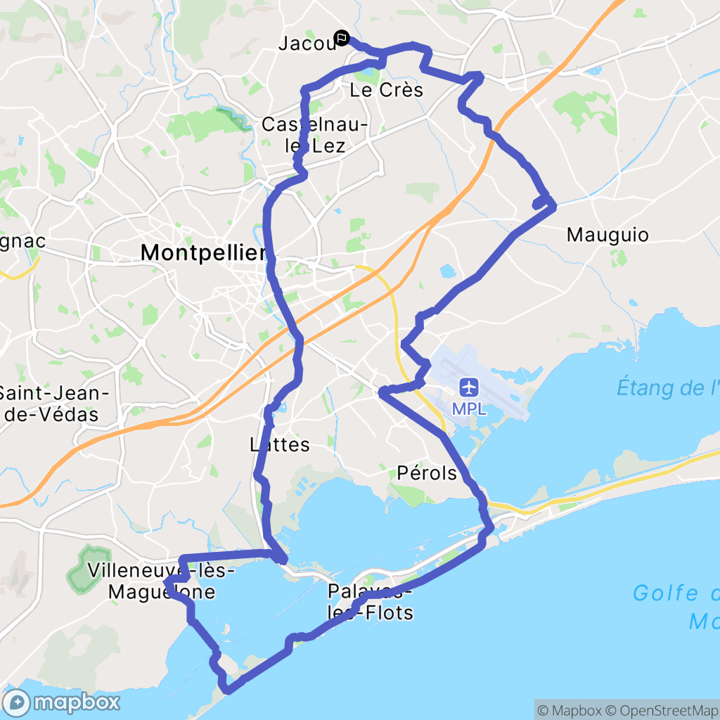 Jacou : carte du parcours de randonnée - France