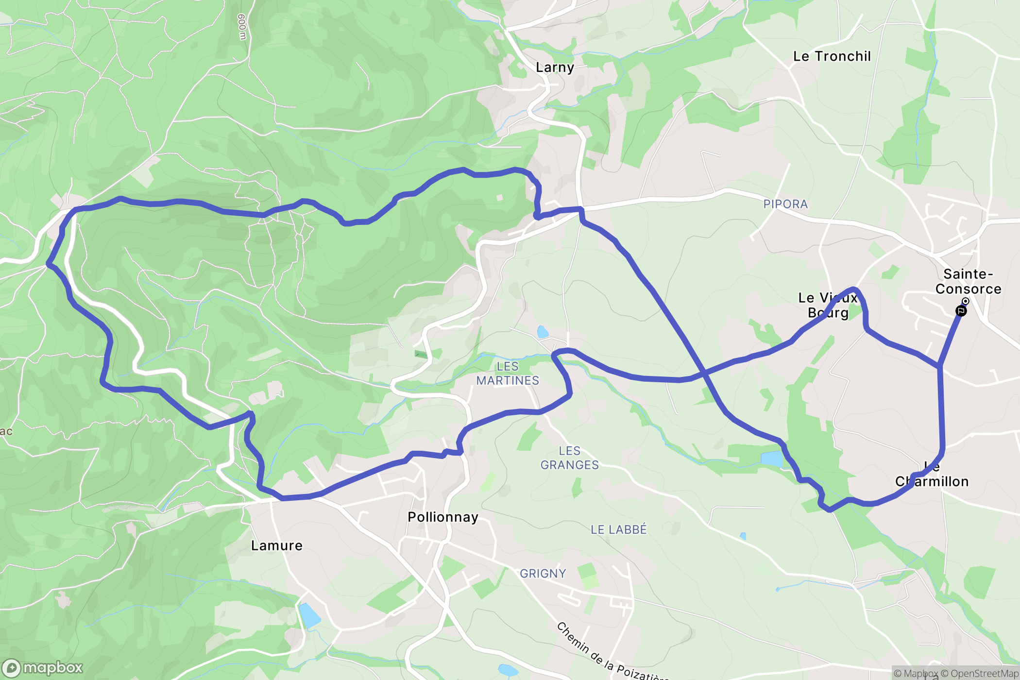 Sainte-Consorce : carte du parcours de randonnée - France