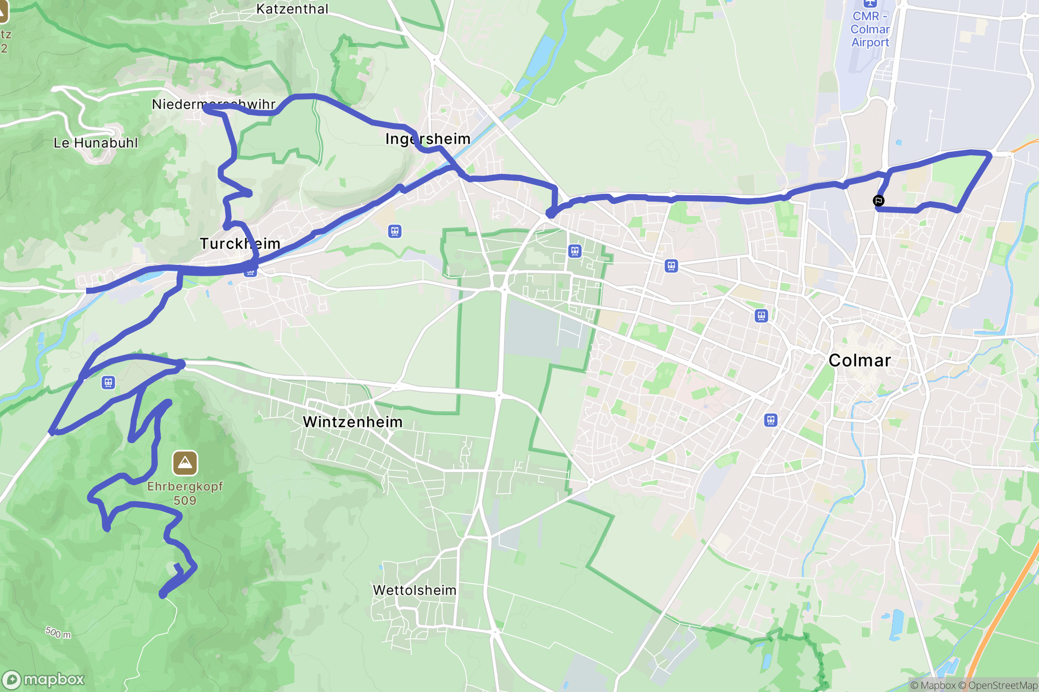Colmar : carte du parcours de randonnée - France
