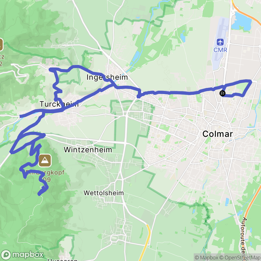 Colmar : carte du parcours de randonnée - France