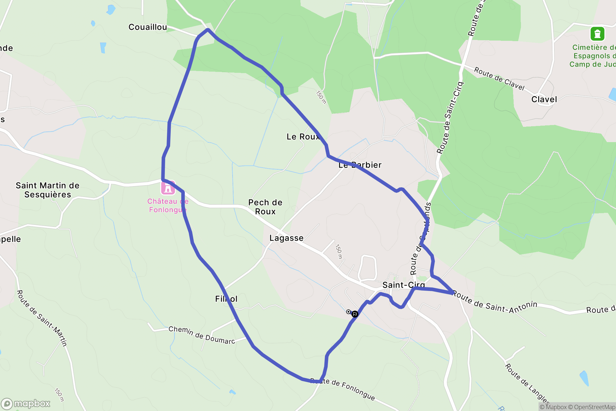 Saint-Cirq : carte du parcours de randonnée - France