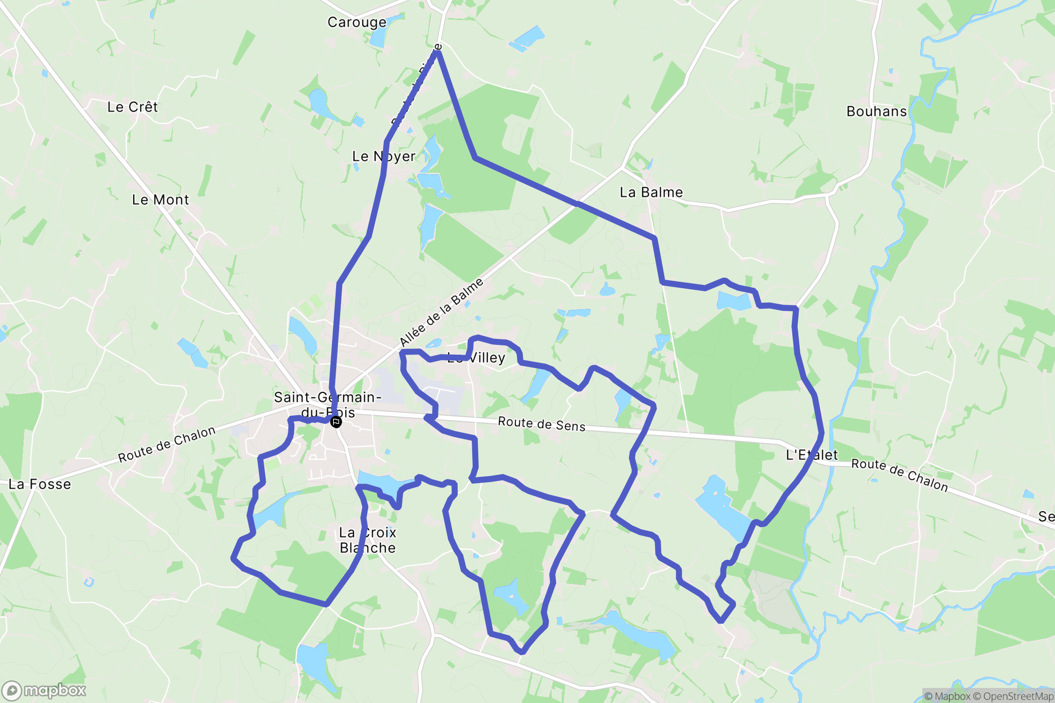 Saint-Germain-du-Bois : carte du parcours de randonnée - France