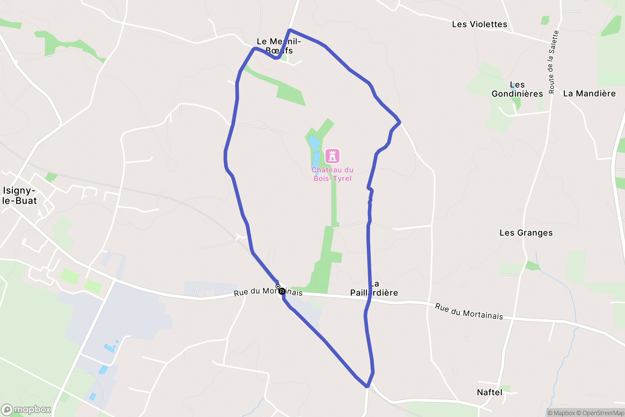 Isigny-le-Buat : carte du parcours de randonnée - France