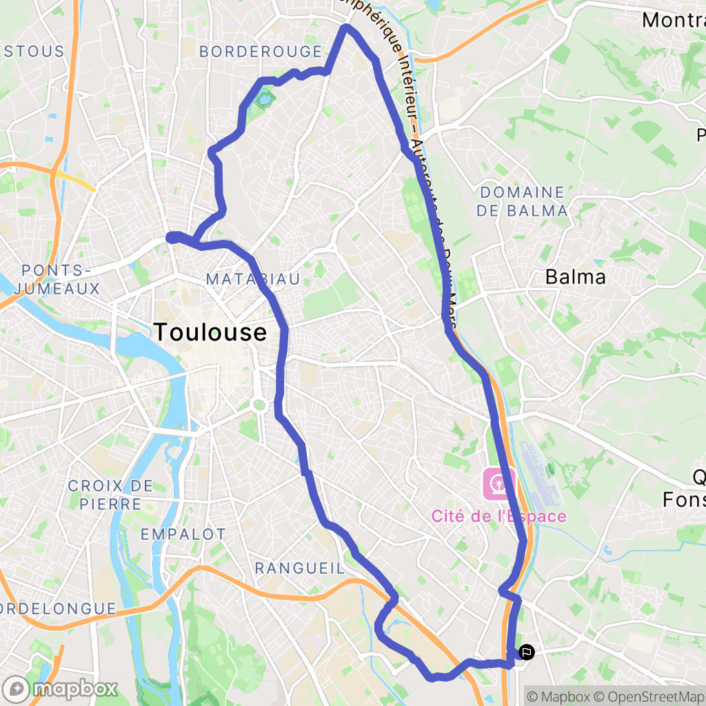 Toulouse : carte du parcours de randonnée - France