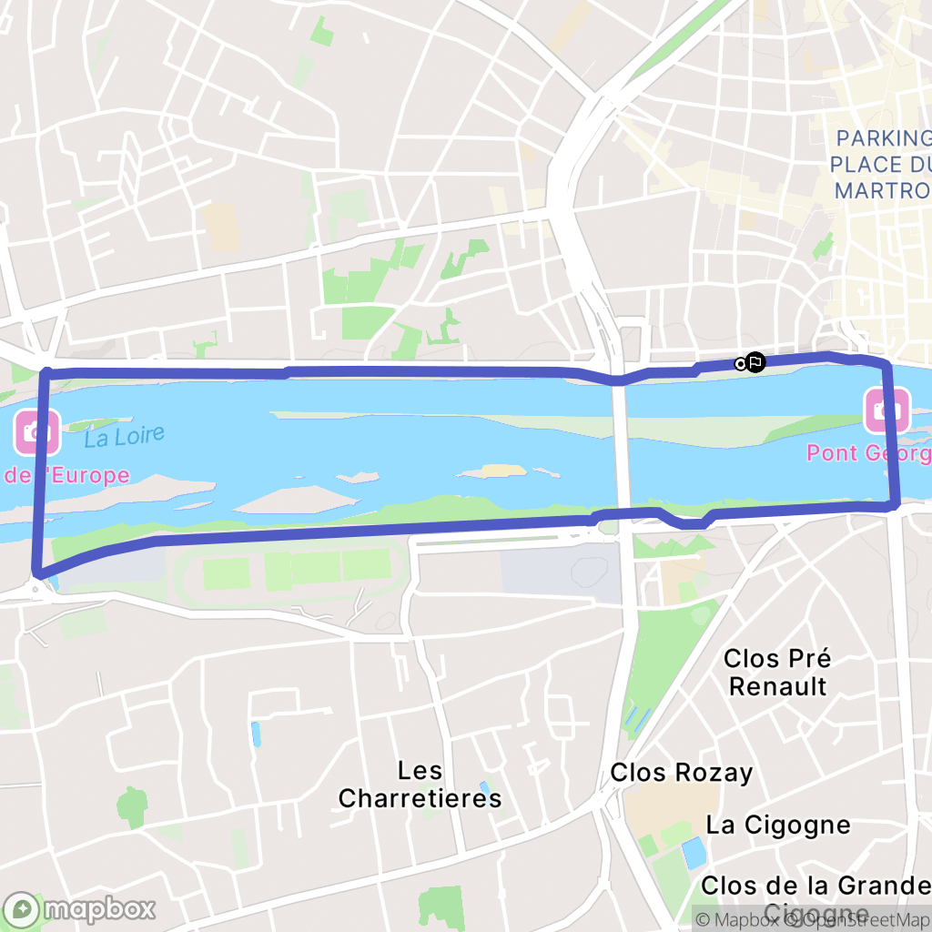 Orléans : carte du parcours de randonnée - France