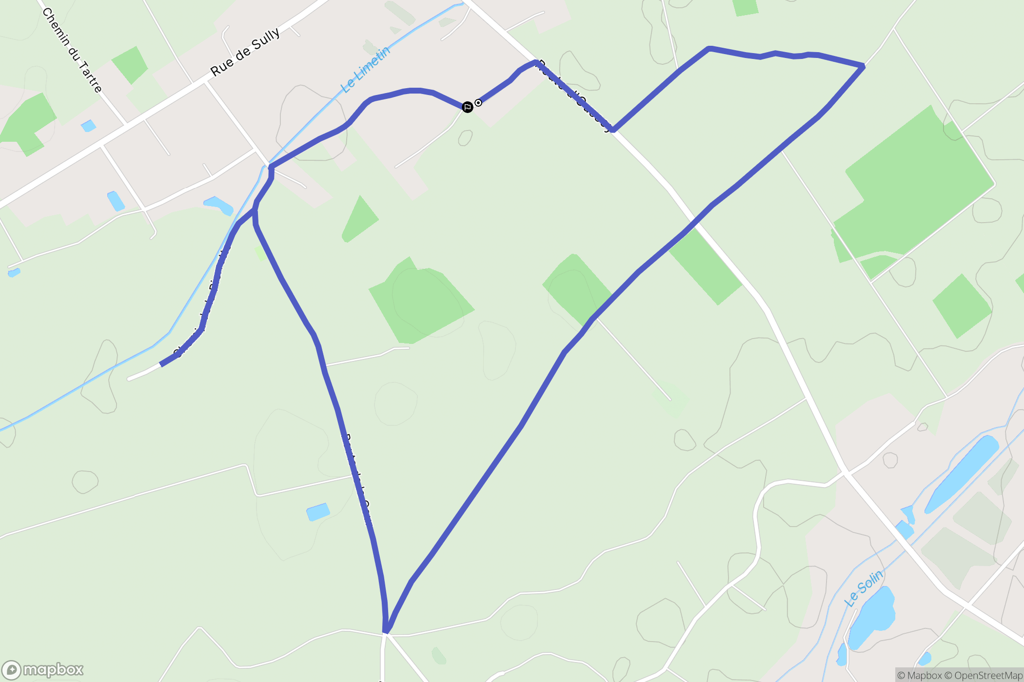 Thimory : carte du parcours de randonnée - France