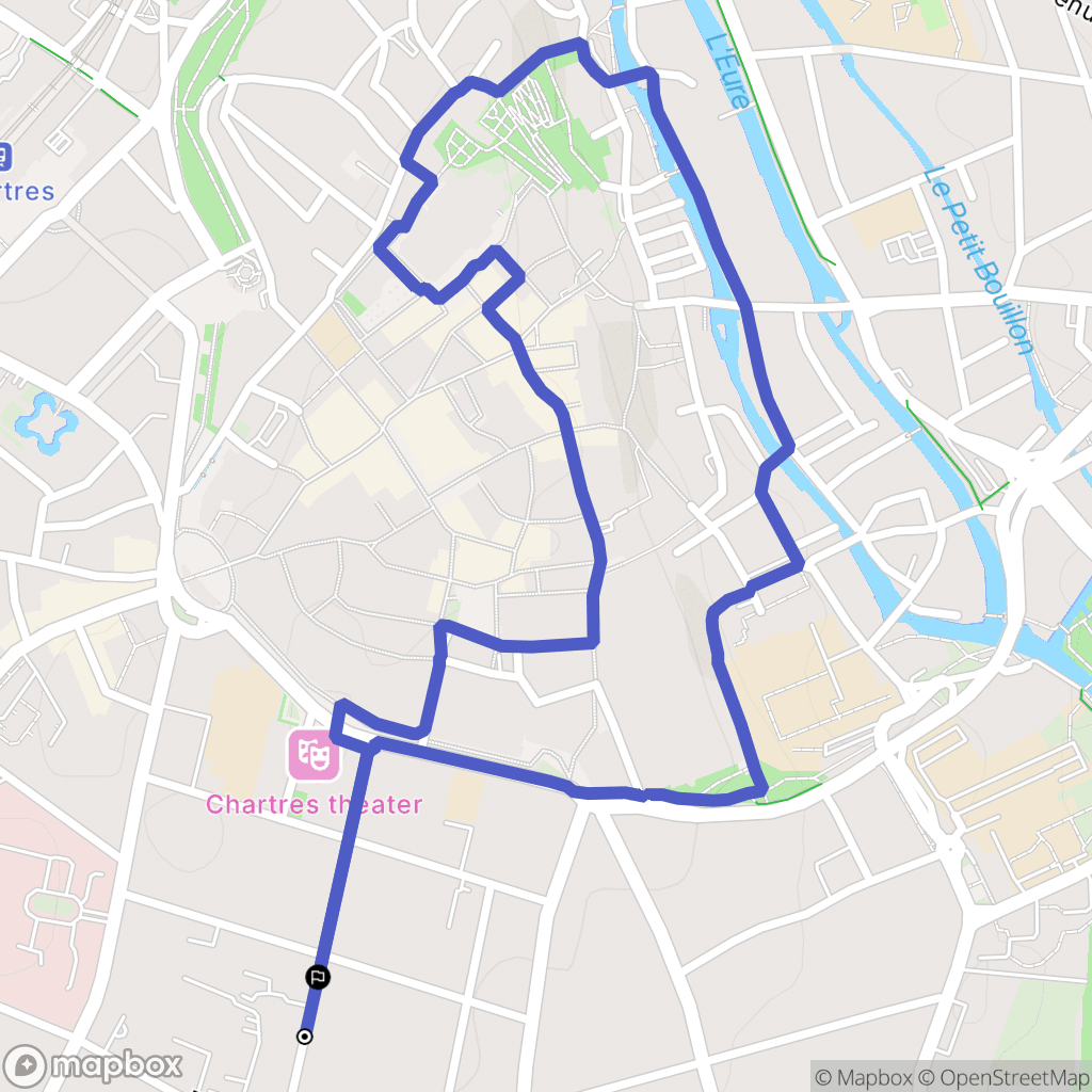 Chartres : carte du parcours de randonnée - France