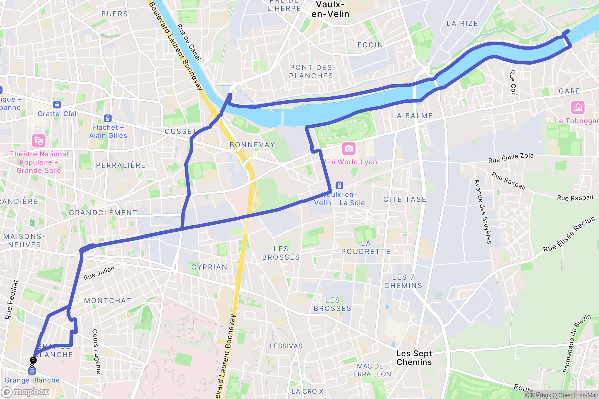 Lyon : carte du parcours de randonnée - France