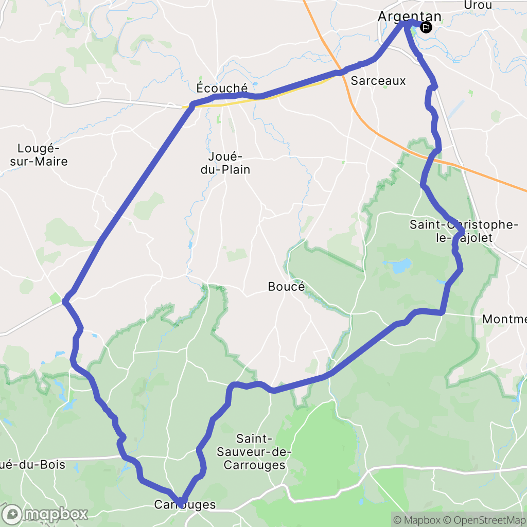 Argentan : carte du parcours de randonnée - France