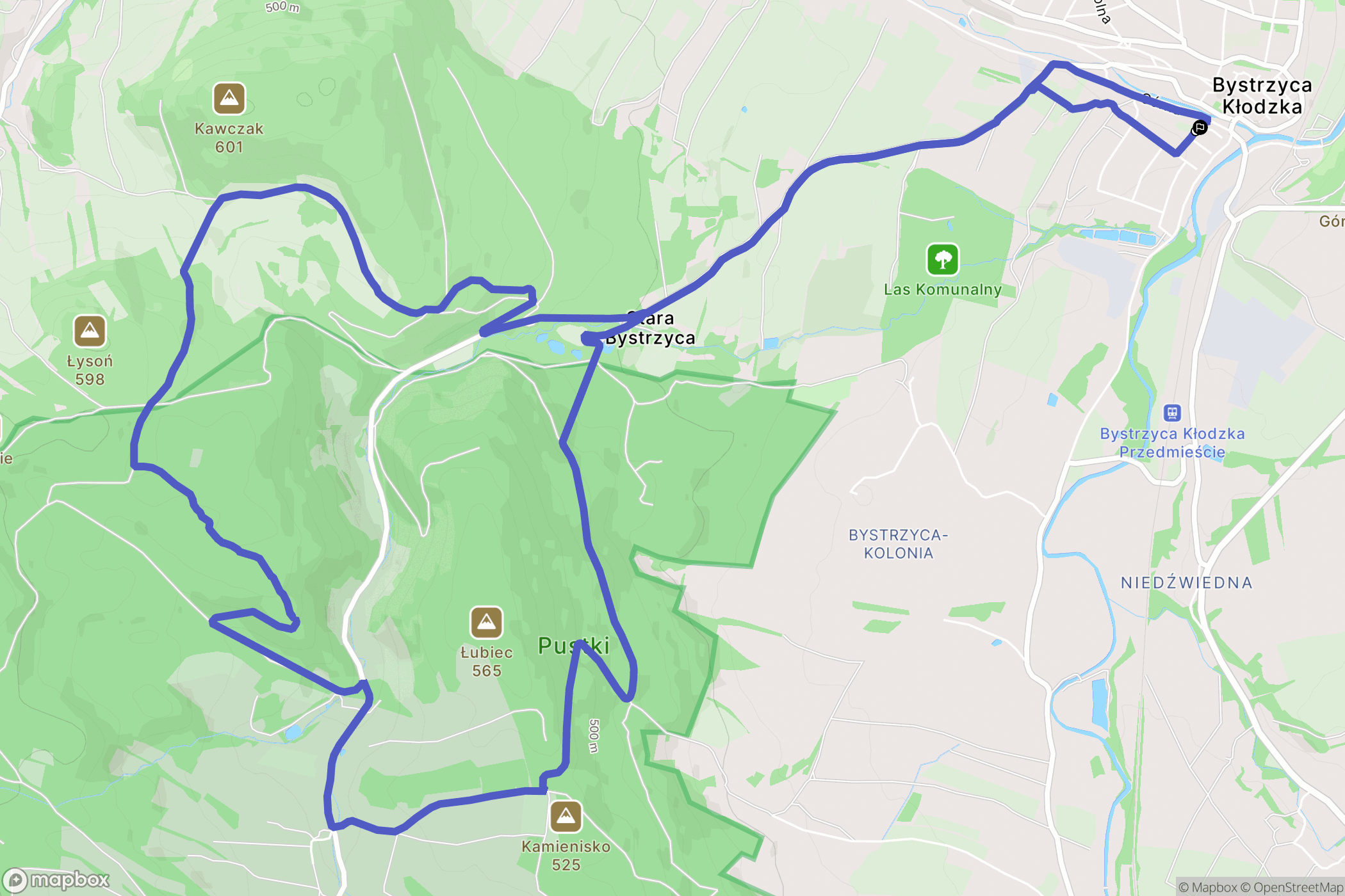 Bystrzyca Kłodzka: mapa trasy - Poland