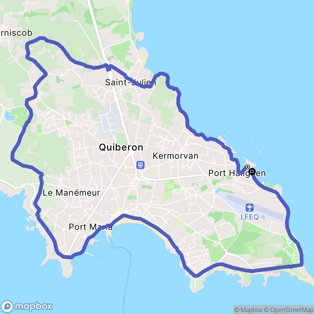 Quiberon : carte du parcours de randonnée - France