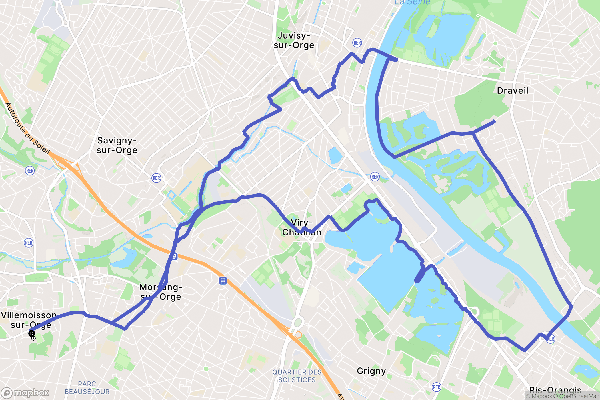 Villemoisson-sur-Orge : carte du parcours de randonnée - France
