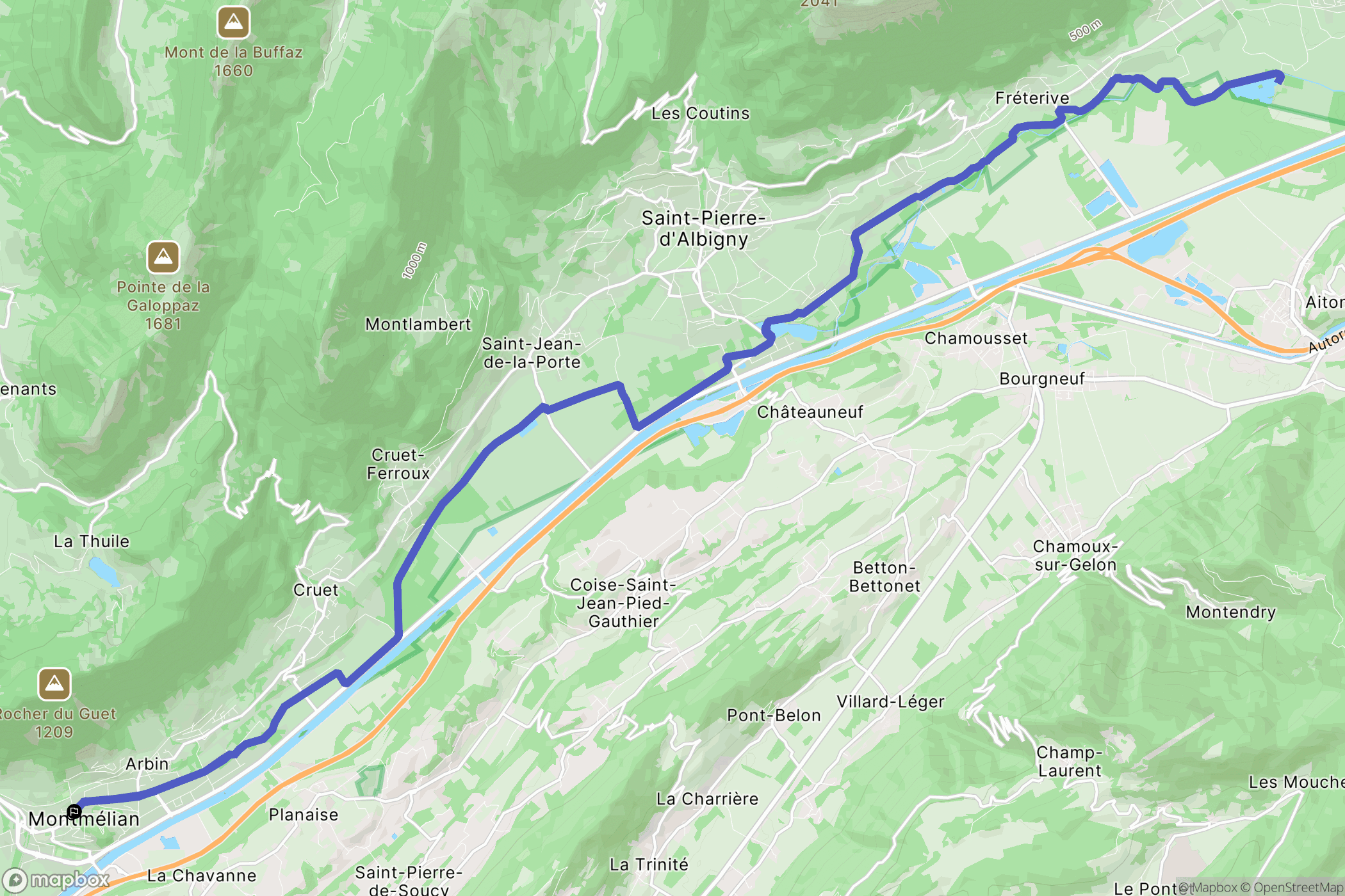 Montmélian : carte du parcours de randonnée - France