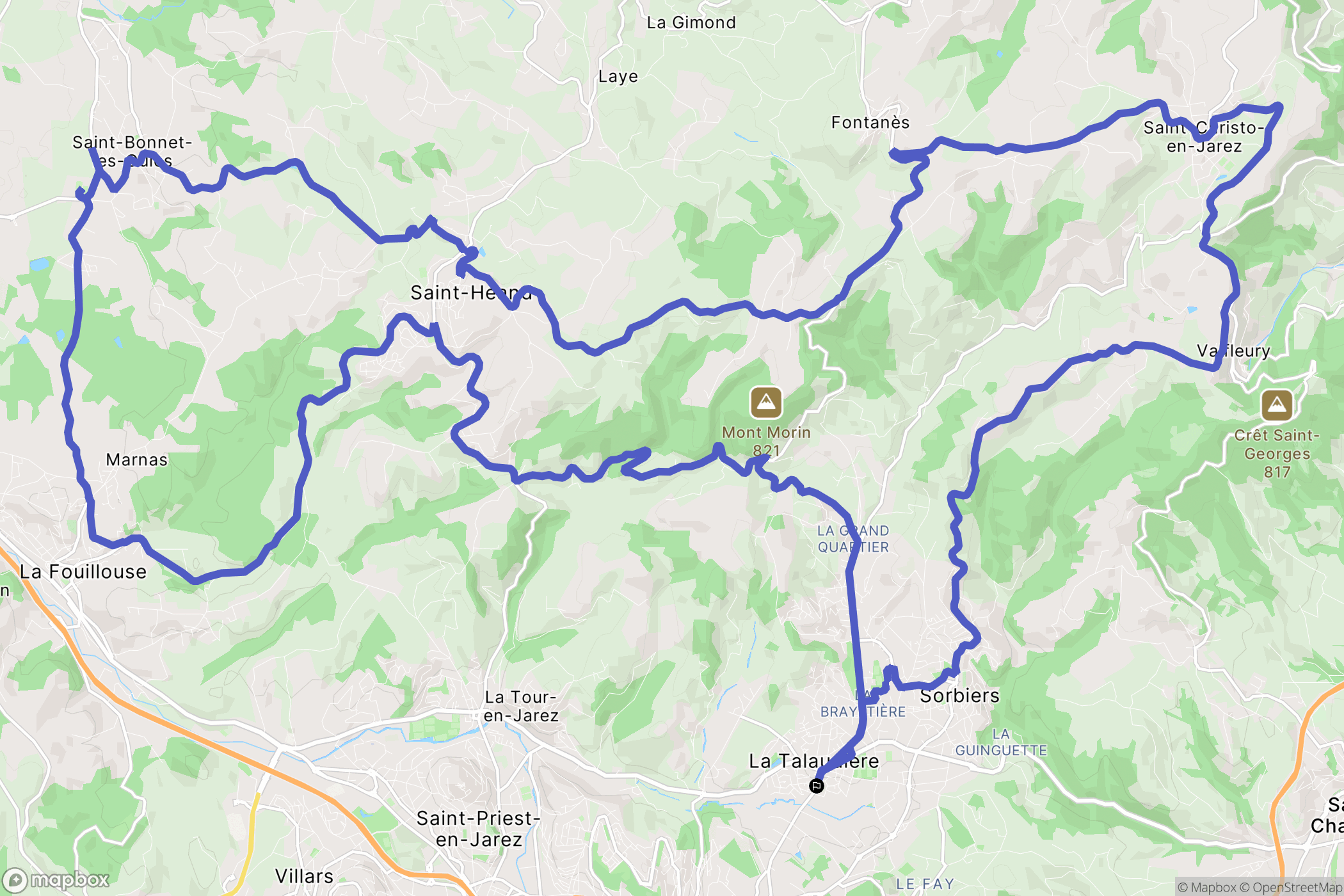 La Talaudière : carte du parcours de randonnée - France